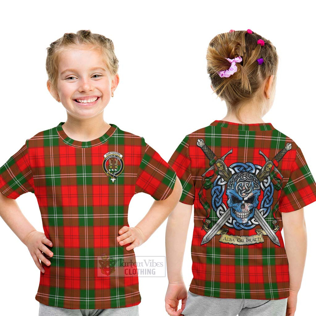 Gartshore Tartan Kid T-Shirt with Family Crest Celtic Skull Style - Tartan Vibes Clothing