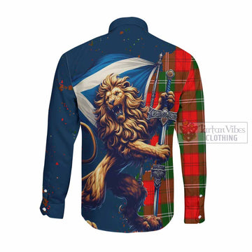 Gartshore Tartan Family Crest Long Sleeve Button Shirt with Scottish Majestic Lion Men's Shirt - Tartan Vibes Clothing