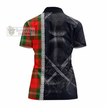 Gartshore Tartan Women's Polo Shirt with Family Crest Cross Sword Thistle Celtic Vibes - Tartan Vibes Clothing