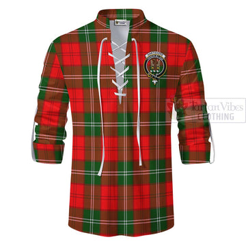 Gartshore Tartan Ghillie Kilt Shirt with Family Crest and Bearded Skull Holding Bottles of Whiskey - Tartan Vibes Clothing