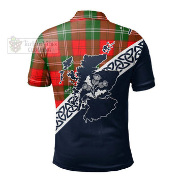 Gartshore Tartan Polo Shirt Featuring Thistle and Scotland Map - Tartanvibesclothing Store