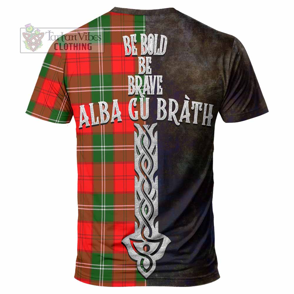 Tartan Vibes Clothing Gartshore Tartan Family Crest T-Shirt Alba Gu Brath Be Brave Lion Ancient Style