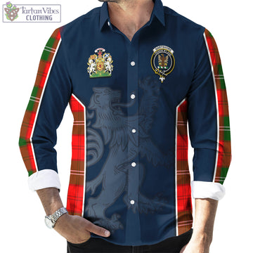 Gartshore Tartan Long Sleeve Button Up Shirt with Family Crest and Lion Rampant Vibes Sport Style - Tartan Vibes Clothing