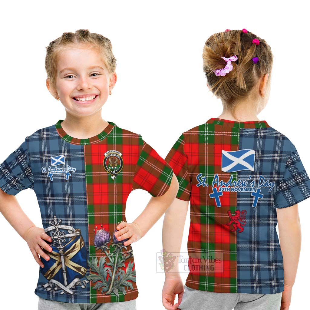 Gartshore Tartan Kid T-Shirt Happy St. Andrew's Day Half Tartan Style - Tartan Vibes Clothing