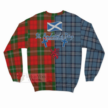 Gartshore Tartan Sweatshirt Happy St. Andrew's Day Half Tartan Style - Tartan Vibes Clothing