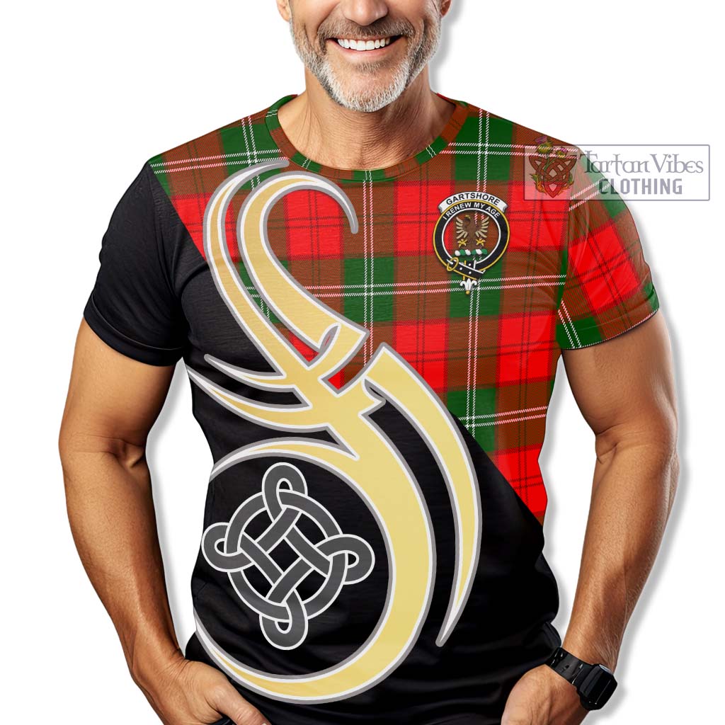 Tartan Vibes Clothing Gartshore Tartan T-Shirt with Family Crest and Celtic Symbol Style