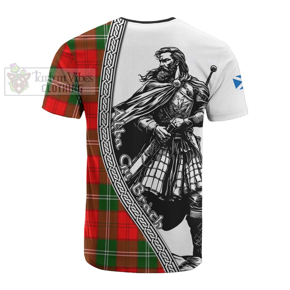 Gartshore Tartan Clan Crest Cotton T-shirt with Highlander Warrior Celtic Style