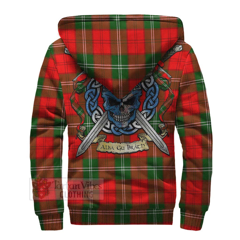 Gartshore Tartan Sherpa Hoodie with Family Crest Celtic Skull Style - Tartan Vibes Clothing