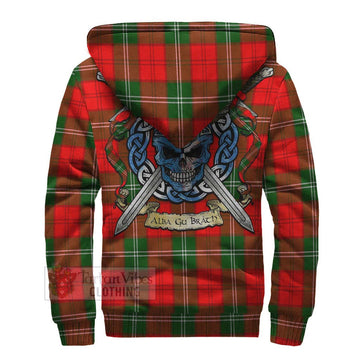 Gartshore Tartan Sherpa Hoodie with Family Crest Celtic Skull Style - Tartan Vibes Clothing