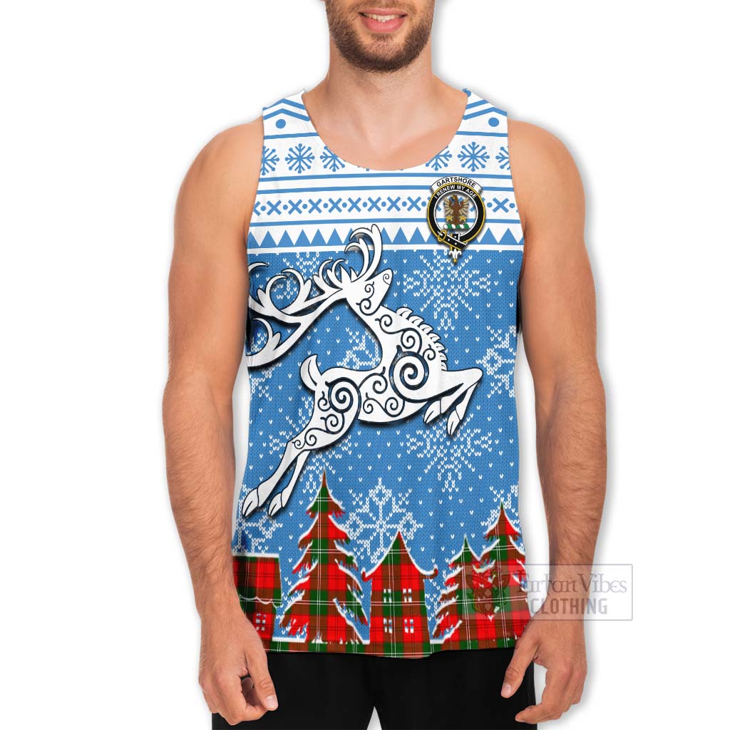 Gartshore Clan Christmas Men's Tank Top Celtic Reindeer Style - Tartan Vibes Clothing