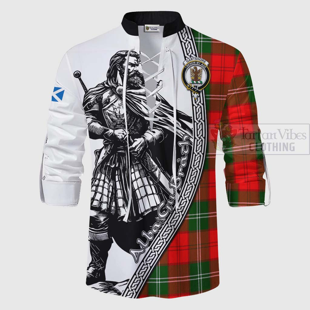 Gartshore Tartan Clan Crest Ghillie Kilt Shirt with Highlander Warrior Celtic Style - Tartan Vibes Clothing