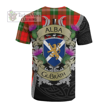 Gartshore Tartan Family Crest Cotton T-shirt Lion Rampant Royal Thistle Shield Celtic Inspired