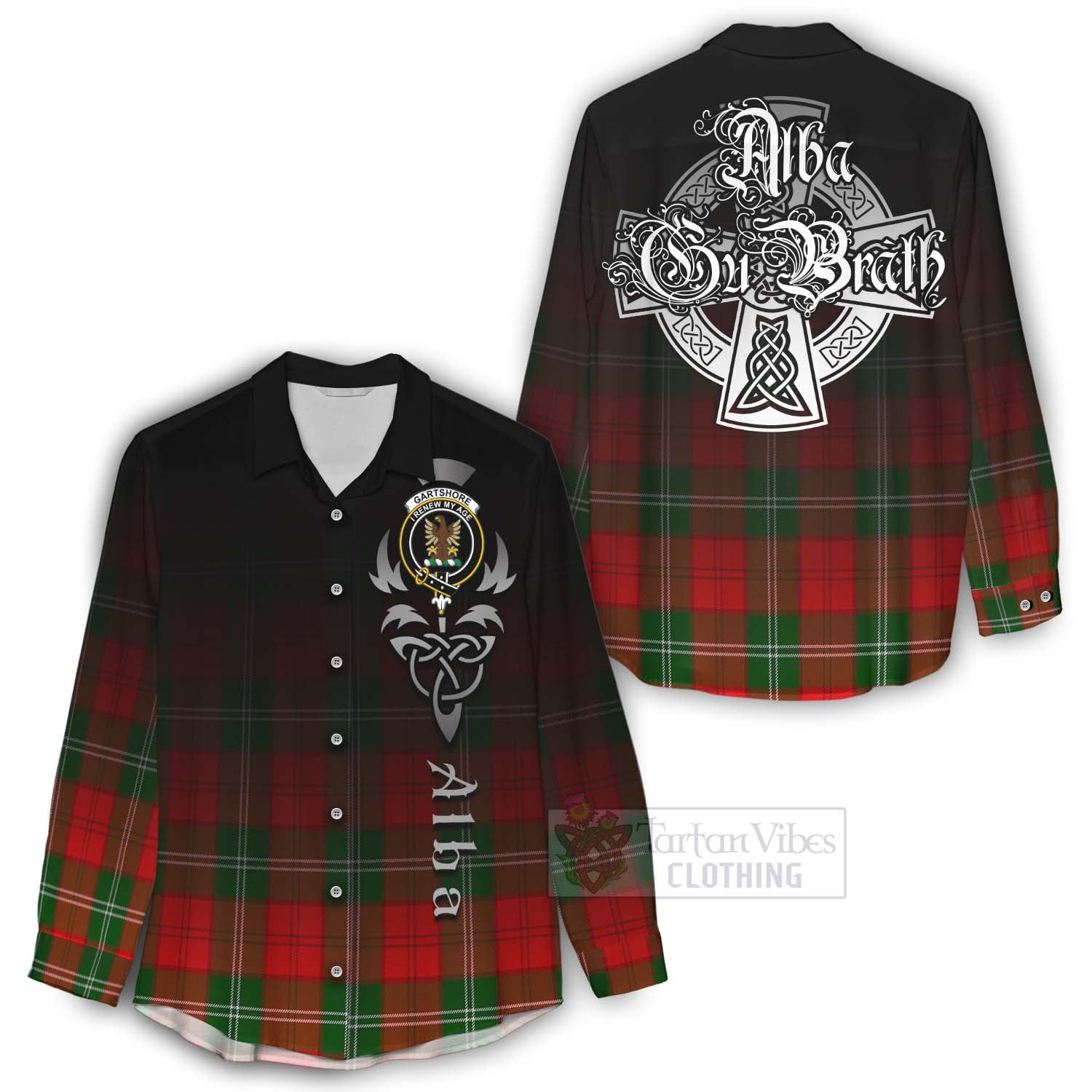 Gartshore Tartan Women's Casual Shirt Featuring Alba Gu Brath Family Crest Celtic Inspired - Tartan Vibes Clothing