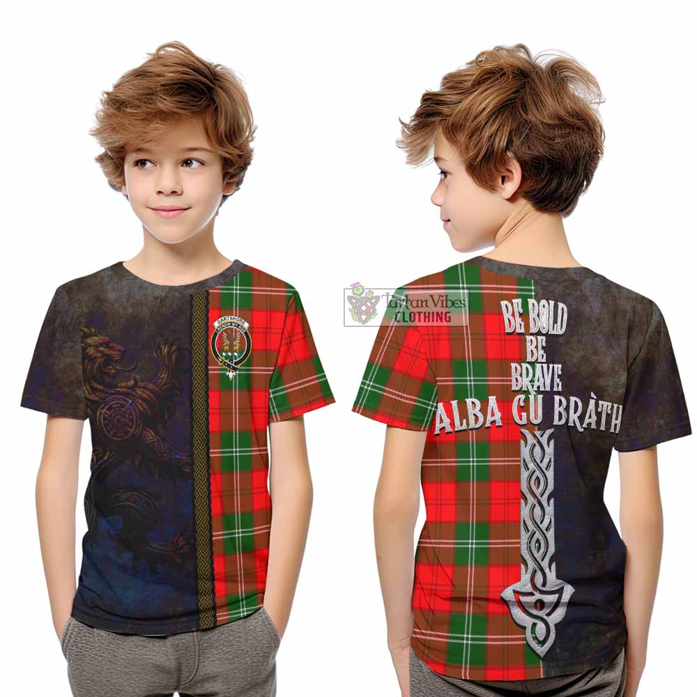 Gartshore Tartan Family Crest Kid T-Shirt Alba Gu Brath Be Brave Lion Ancient Style - Tartan Vibes Clothing