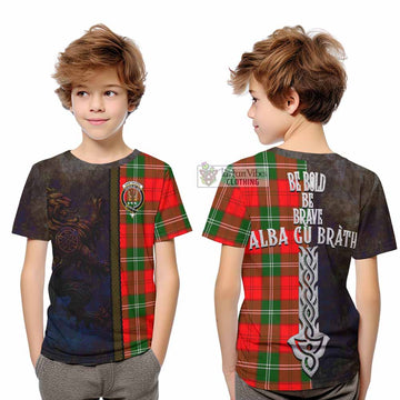 Gartshore Tartan Family Crest Kid T-Shirt Alba Gu Brath Be Brave Lion Ancient Style - Tartan Vibes Clothing