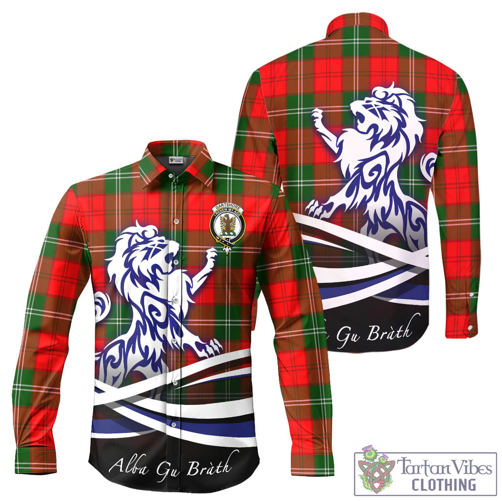 Gartshore Tartan Long Sleeve Button Up Shirt with Alba Gu Brath Regal Lion Emblem - Tartan Vibes Clothing