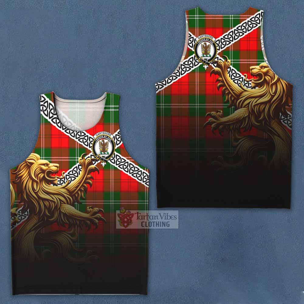 Gartshore Crest Tartan Men's Tank Top with Golden Lion Emblem Celtic Style - Tartan Vibes Clothing