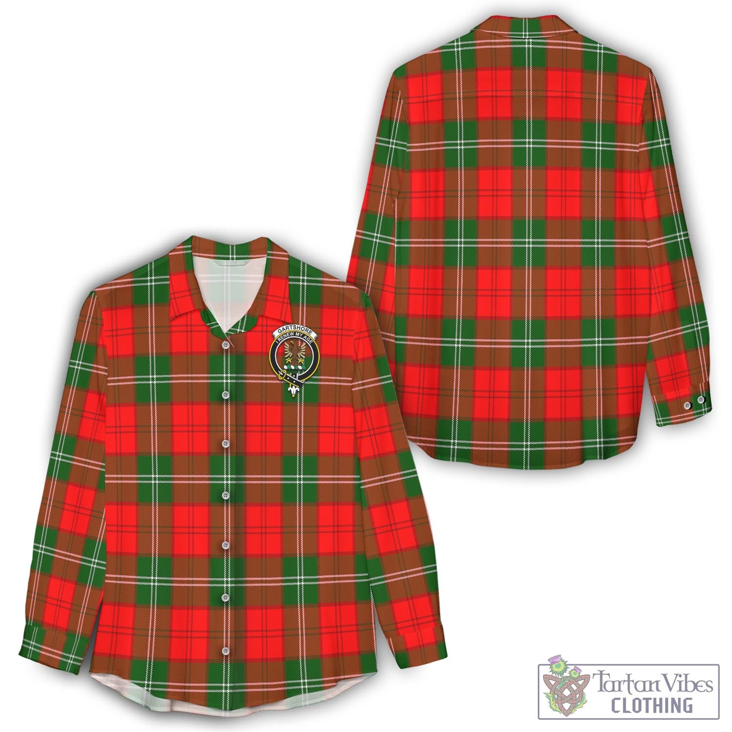 Gartshore Tartan Women's Casual Shirt with Family Crest - Tartan Vibes Clothing