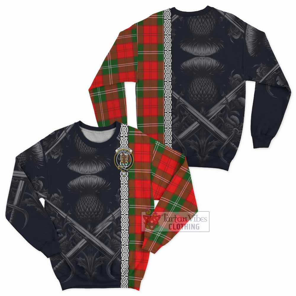 Gartshore Tartan Sweatshirt with Family Crest Cross Sword Thistle Celtic Vibes - Tartan Vibes Clothing