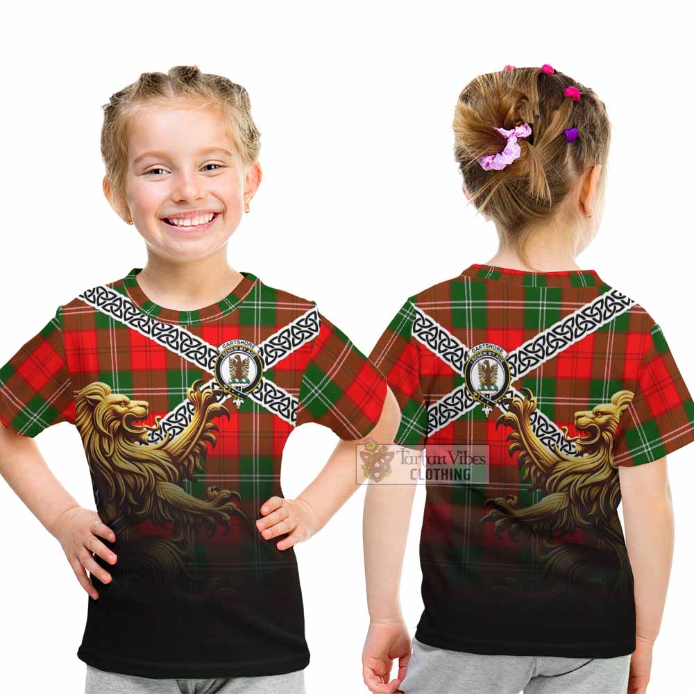 Gartshore Crest Tartan Kid T-Shirt with Golden Lion Emblem Celtic Style - Tartan Vibes Clothing