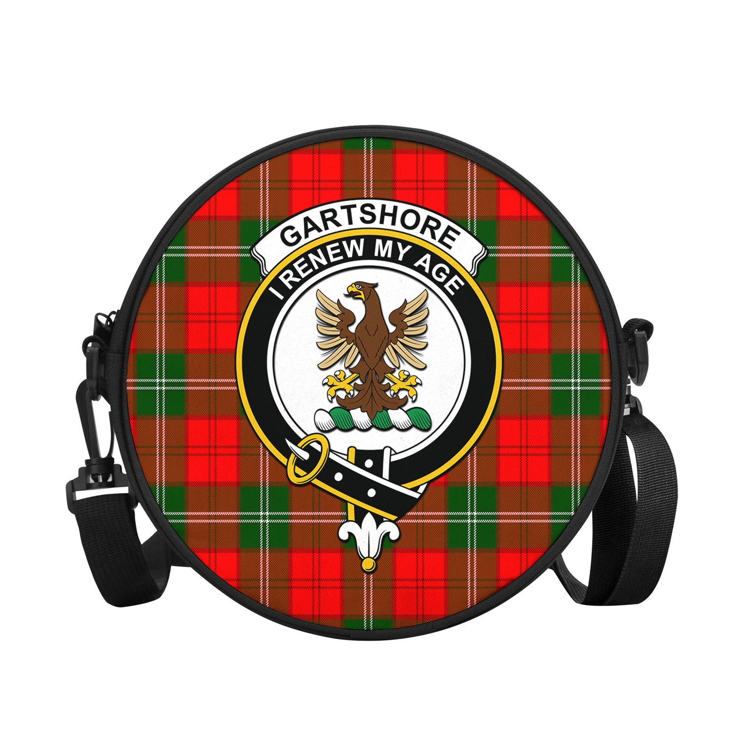 Gartshore Tartan Round Satchel Bags with Family Crest - Tartan Vibes Clothing