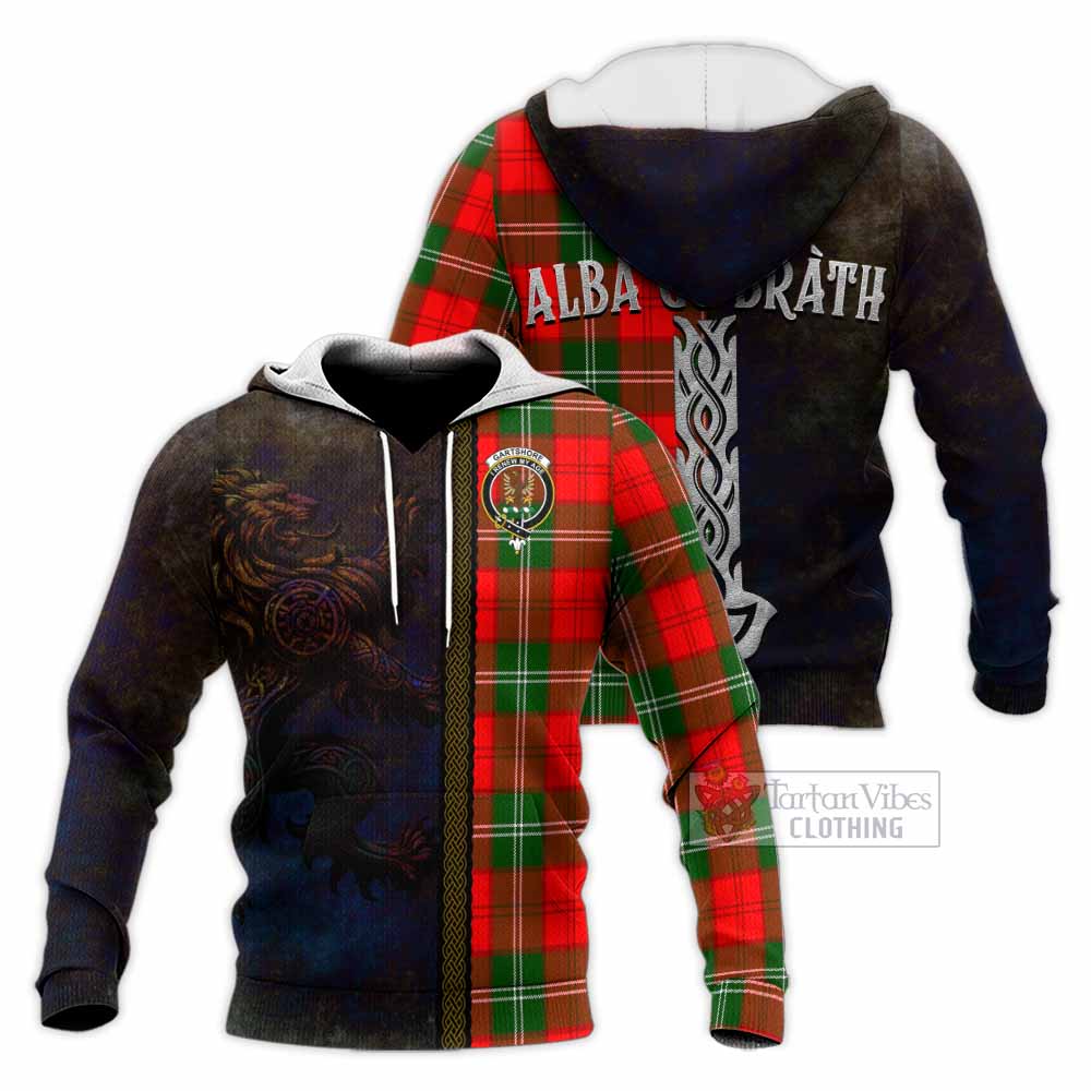 Gartshore Tartan Family Crest Knitted Hoodie Alba Gu Brath Be Brave Lion Ancient Style - Tartan Vibes Clothing