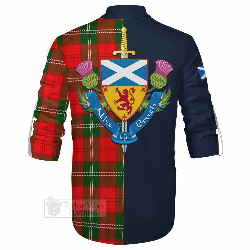 Gartshore Tartan Ghillie Kilt Shirt Alba with Scottish Lion Royal Arm Half Style - Tartan Vibes Clothing