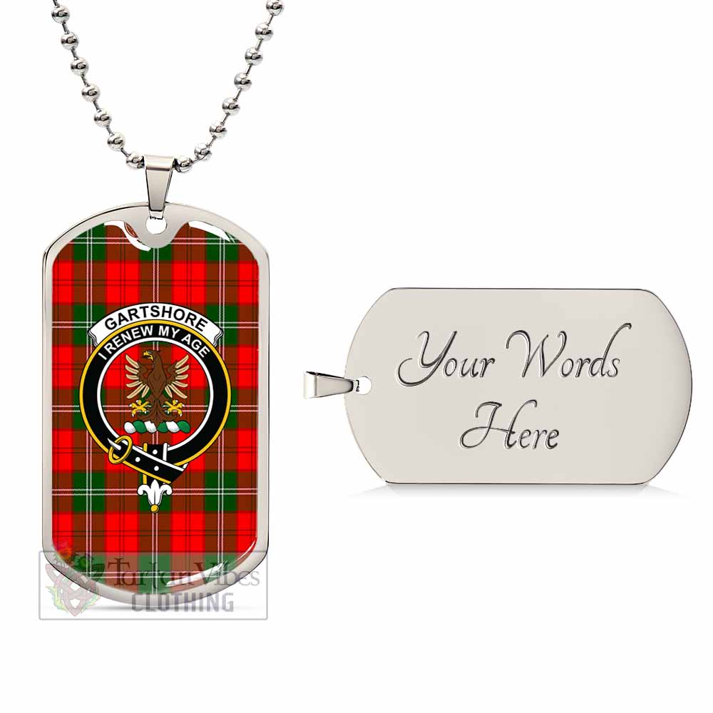 Gartshore Tartan Dog Tag Necklace with Family Crest Silver Yes - Tartan Vibes Clothing