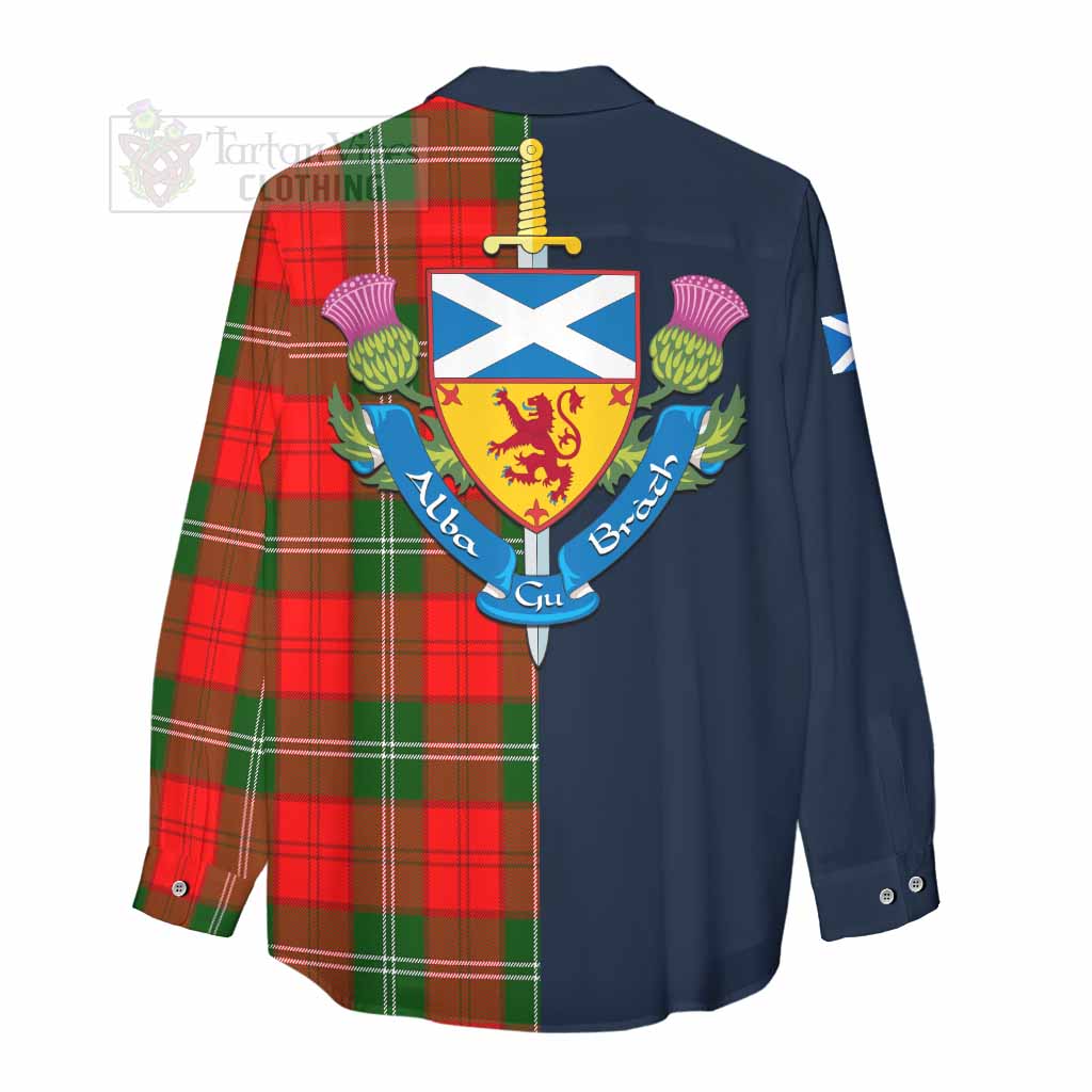 Gartshore Tartan Women's Casual Shirt Alba with Scottish Lion Royal Arm Half Style - Tartan Vibes Clothing