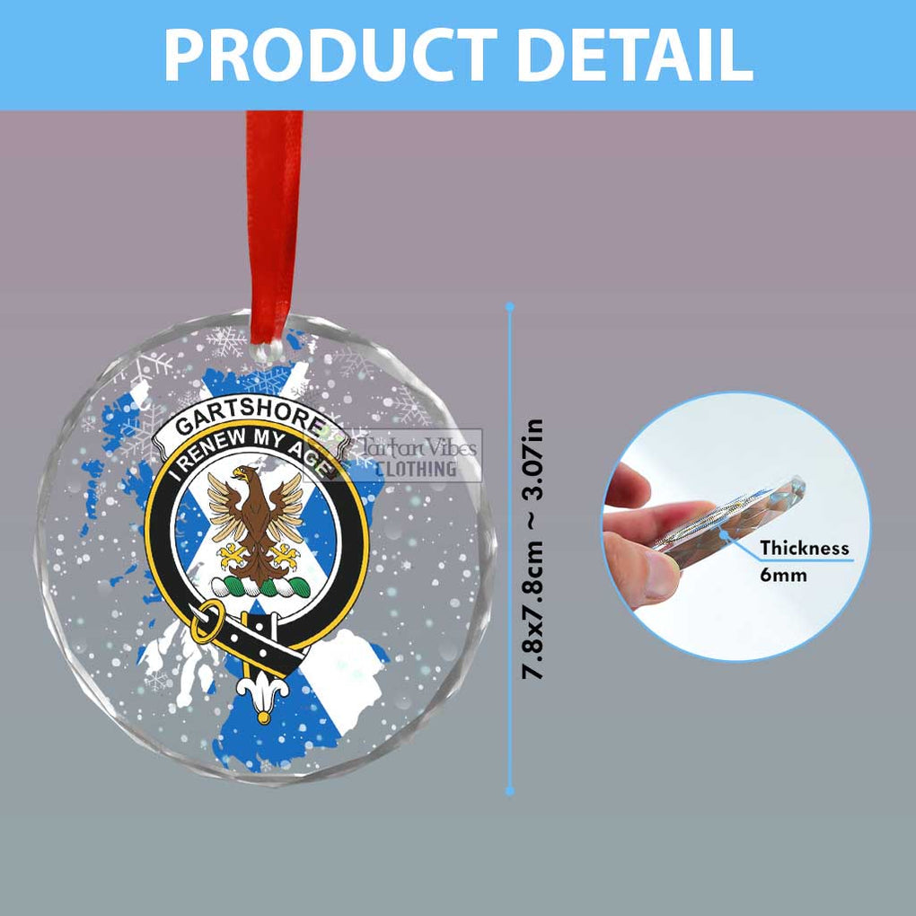 Gartshore Clan Crest Christmas Glass Ornament with Scotland Map - 2D-tartanvibesclothing
