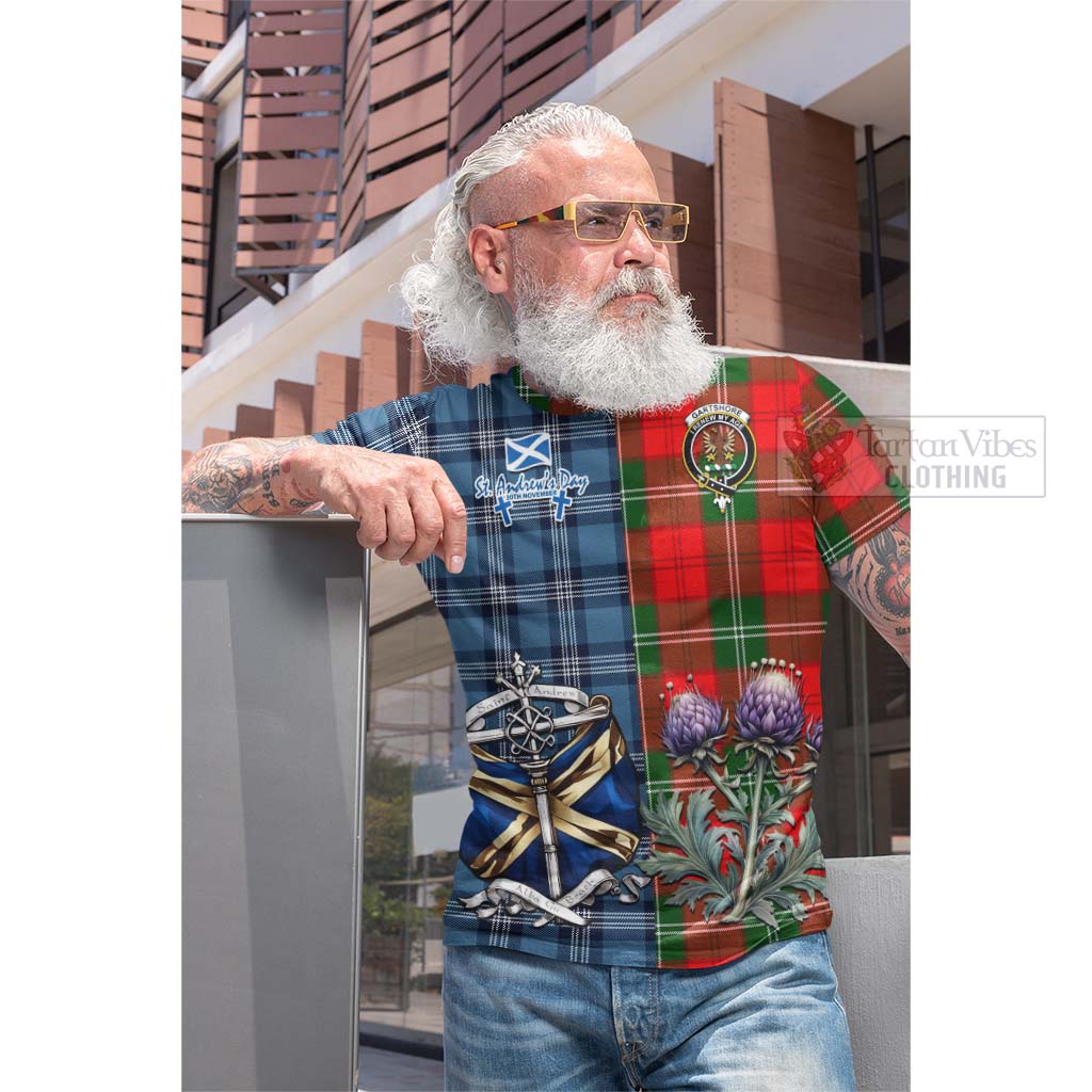 Gartshore Tartan Cotton T-shirt Happy St. Andrew's Day Half Tartan Style - Tartan Vibes Clothing