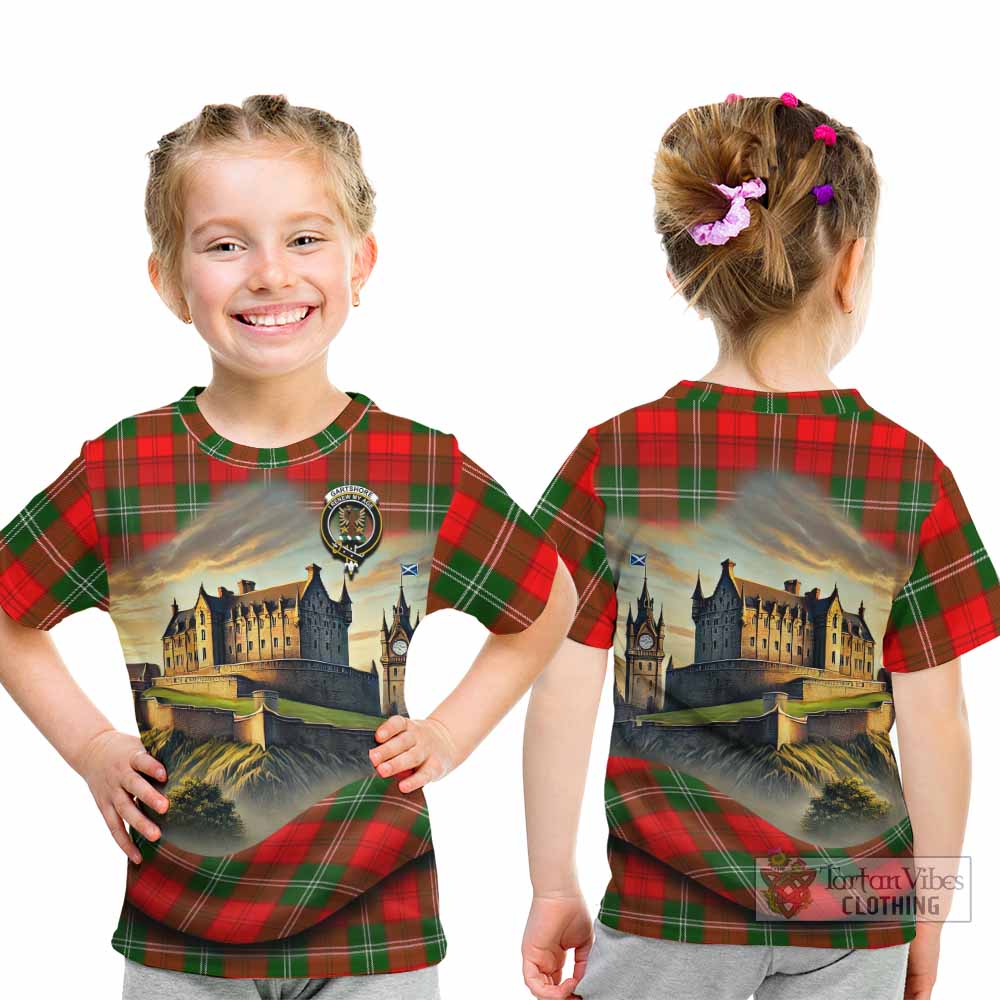 Gartshore Tartan Family Crest Kid T-Shirt with Scottish Ancient Castle Style - Tartan Vibes Clothing
