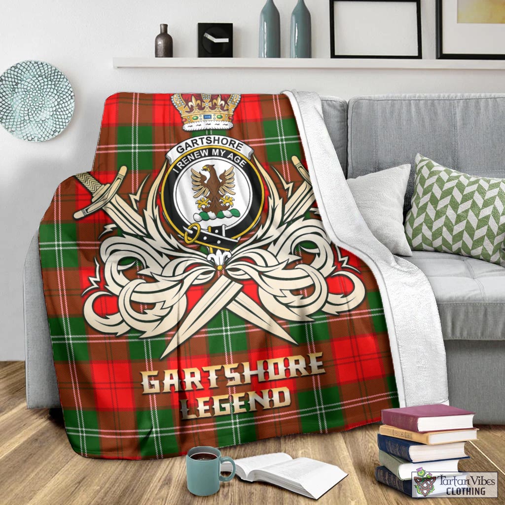 Gartshore Tartan Blanket with Clan Crest and the Golden Sword of Courageous Legacy - Tartan Vibes Clothing