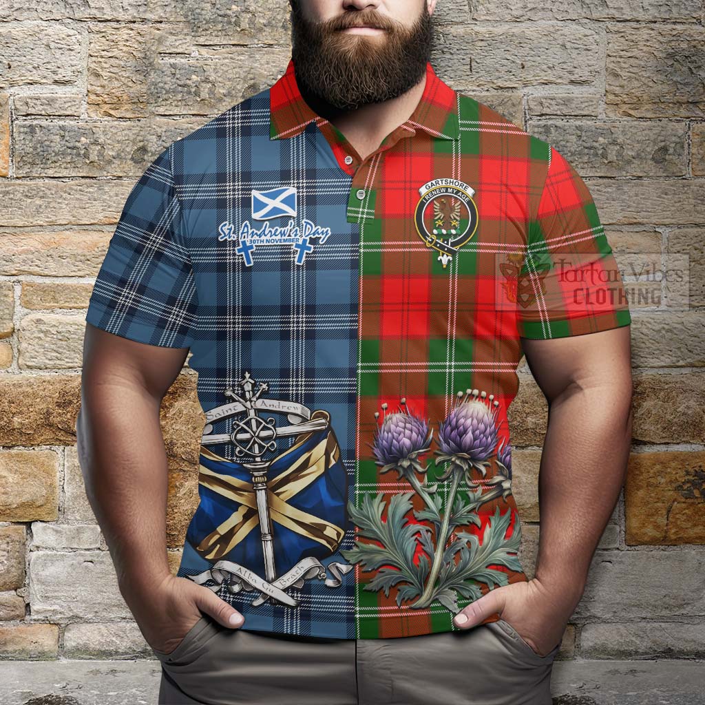 Gartshore Tartan Polo Shirt Happy St. Andrew's Day Half Tartan Style - Tartan Vibes Clothing