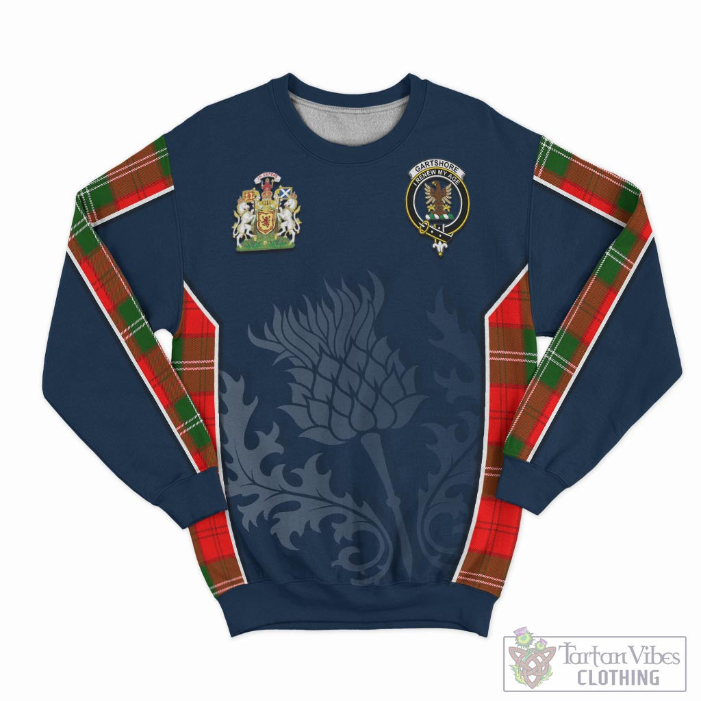 Gartshore Tartan Sweatshirt with Family Crest and Scottish Thistle Vibes Sport Style - Tartan Vibes Clothing