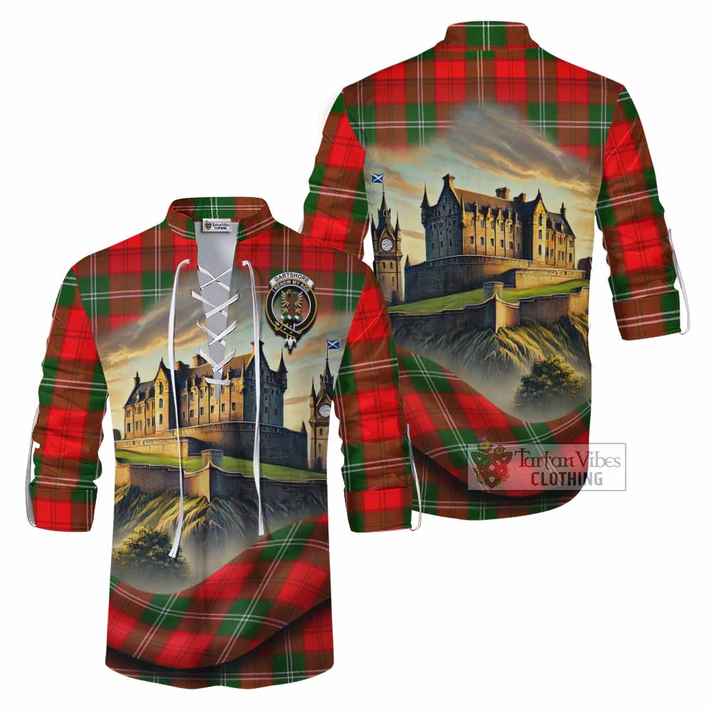 Gartshore Tartan Family Crest Ghillie Kilt Shirt with Scottish Ancient Castle Style - Tartan Vibes Clothing
