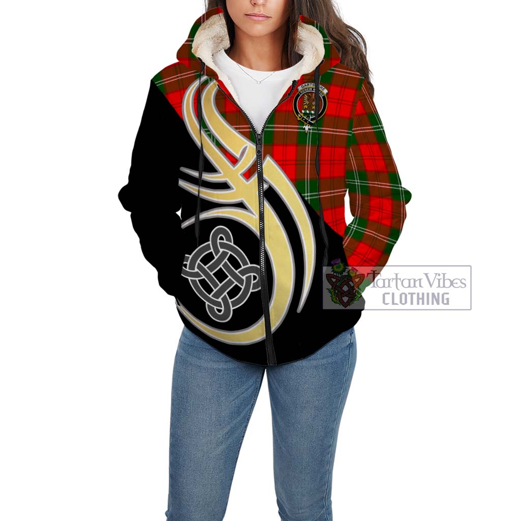 Gartshore Tartan Sherpa Hoodie with Family Crest and Celtic Symbol Style Unisex - Tartan Vibes Clothing