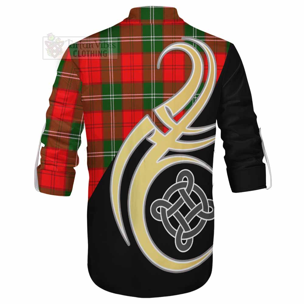 Gartshore Tartan Ghillie Kilt Shirt with Family Crest and Celtic Symbol Style - Tartan Vibes Clothing