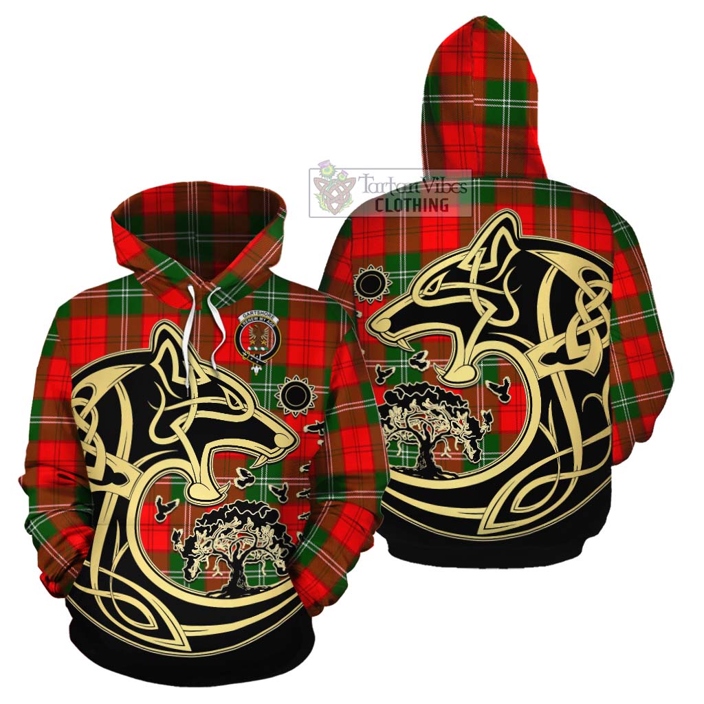 Gartshore Tartan Cotton Hoodie with Family Crest Celtic Wolf Style Zip Hoodie - Tartan Vibes Clothing