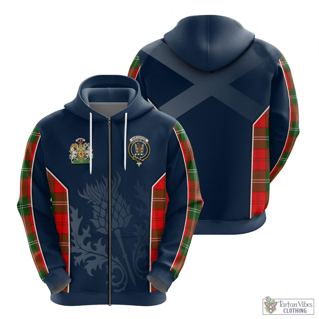Gartshore Tartan Hoodie with Family Crest and Scottish Thistle Vibes Sport Style - Tartan Vibes Clothing