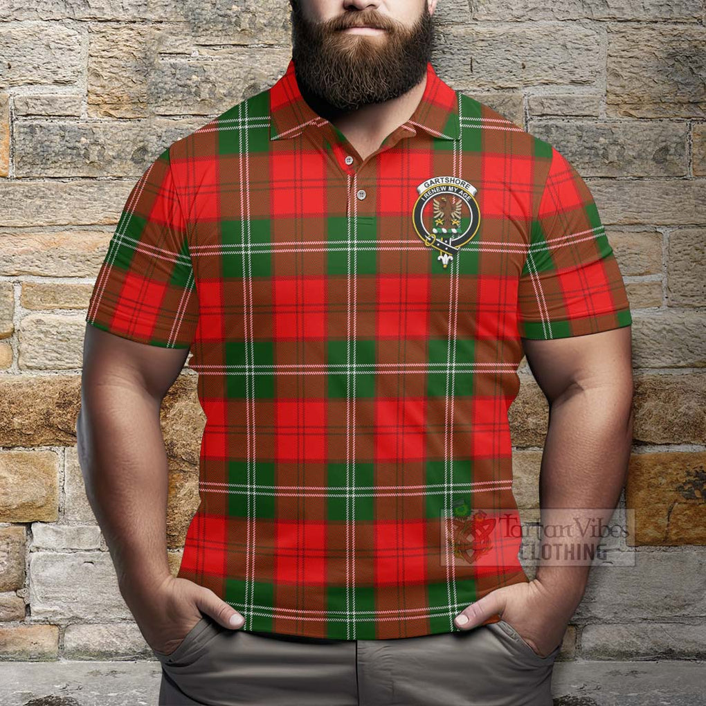 Gartshore Tartan Polo Shirt with Family Crest Celtic Skull Style - Tartan Vibes Clothing