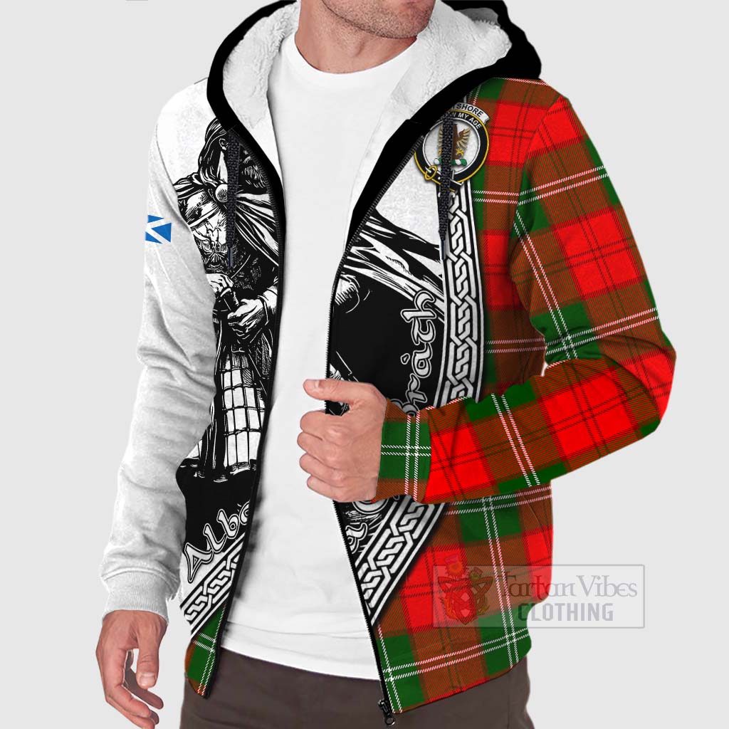 Gartshore Tartan Clan Crest Sherpa Hoodie with Highlander Warrior Celtic Style Unisex - Tartan Vibes Clothing