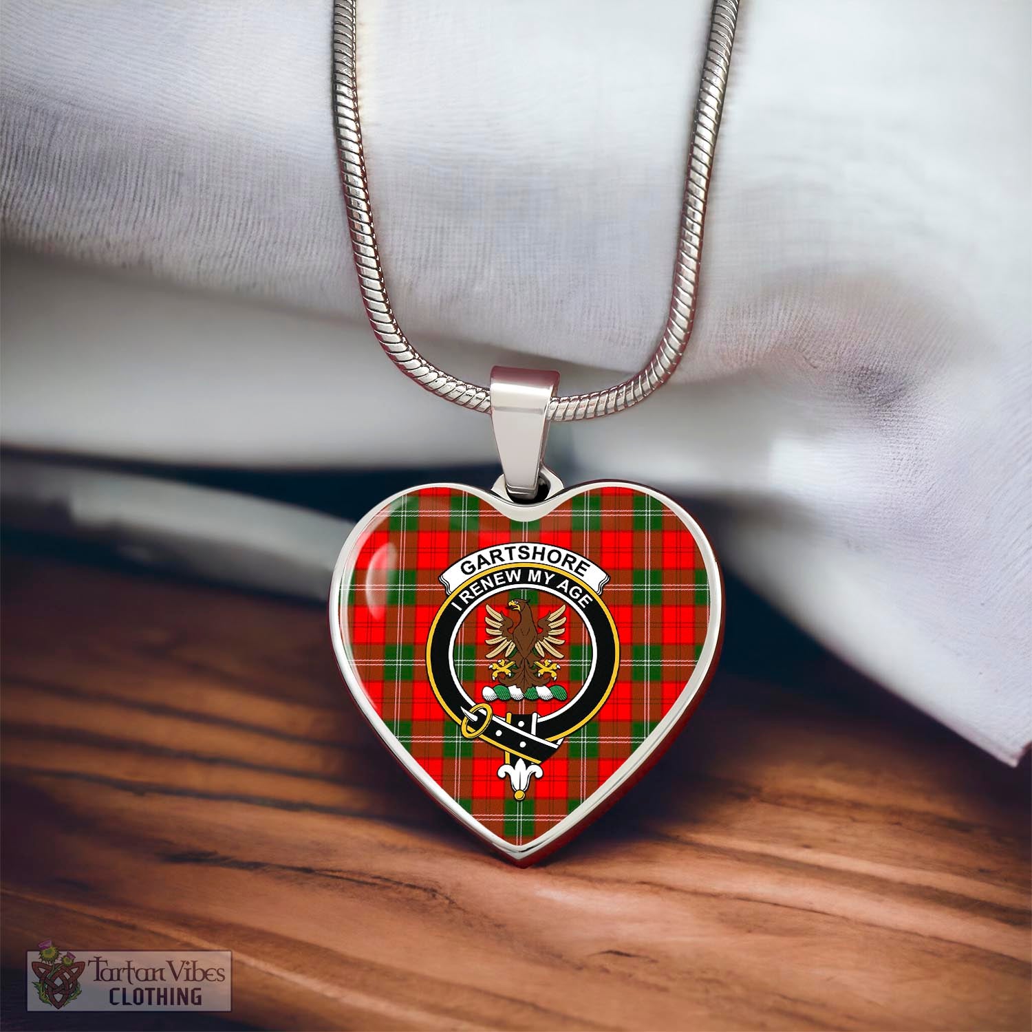 Gartshore Tartan Heart Necklace with Family Crest - Tartan Vibes Clothing
