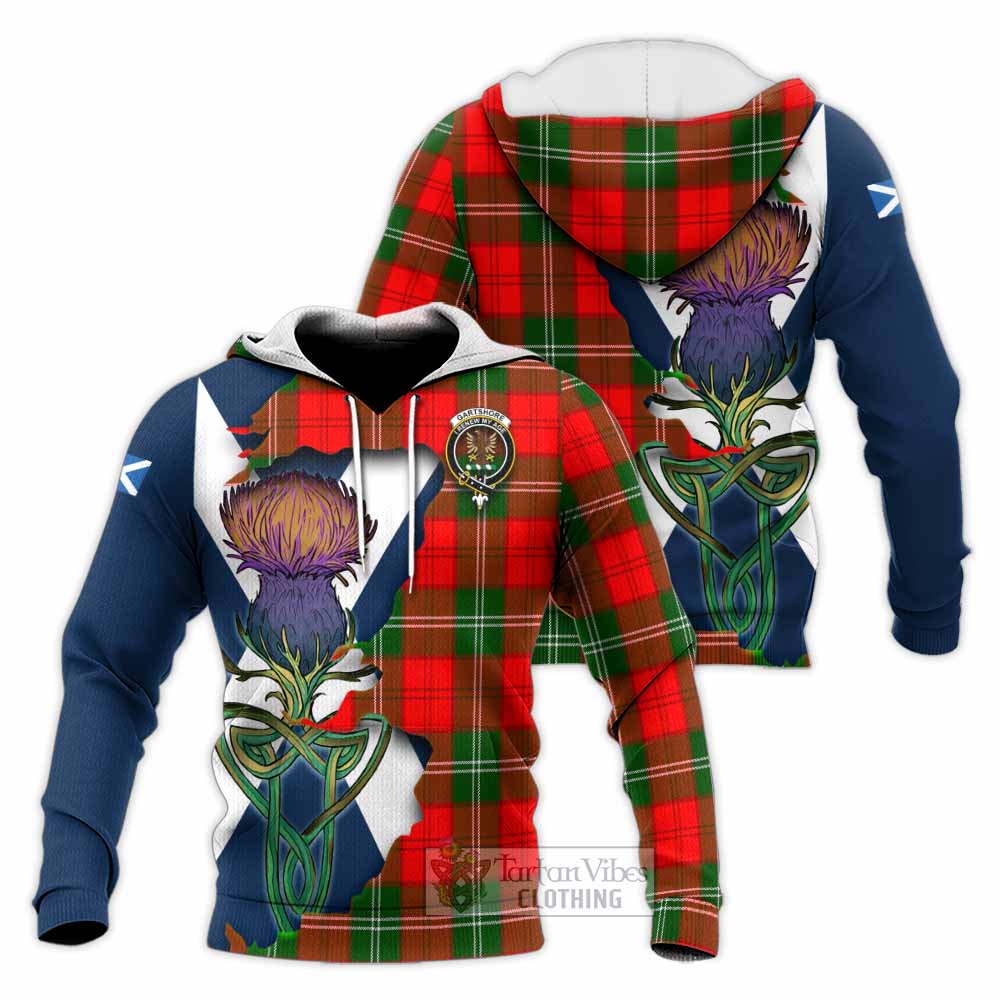Gartshore Tartan Family Crest Knitted Hoodie Scottish Thistle Celtic Inspired - Tartan Vibes Clothing