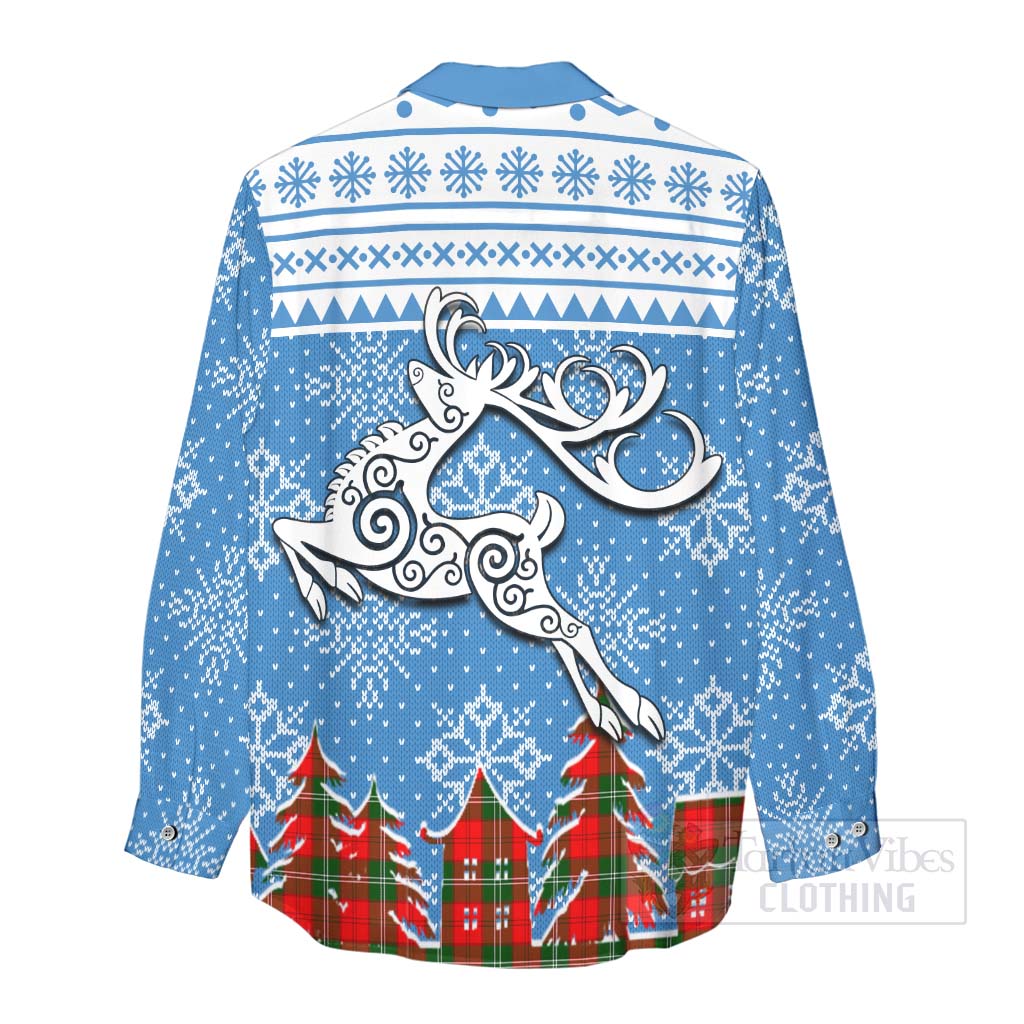 Gartshore Clan Christmas Women's Casual Shirt Celtic Reindeer Style - Tartan Vibes Clothing