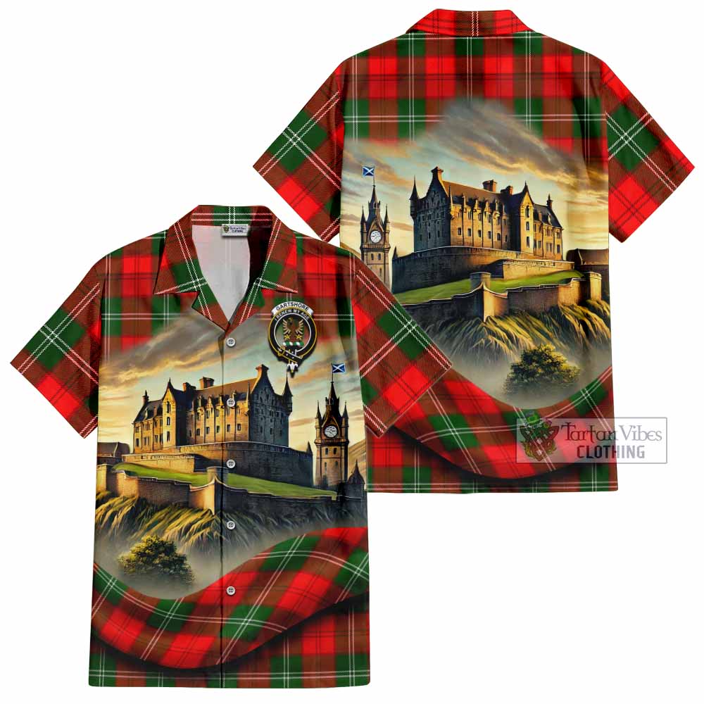 Gartshore Tartan Family Crest Hawaiian Shirt with Scottish Ancient Castle Style - Tartan Vibes Clothing