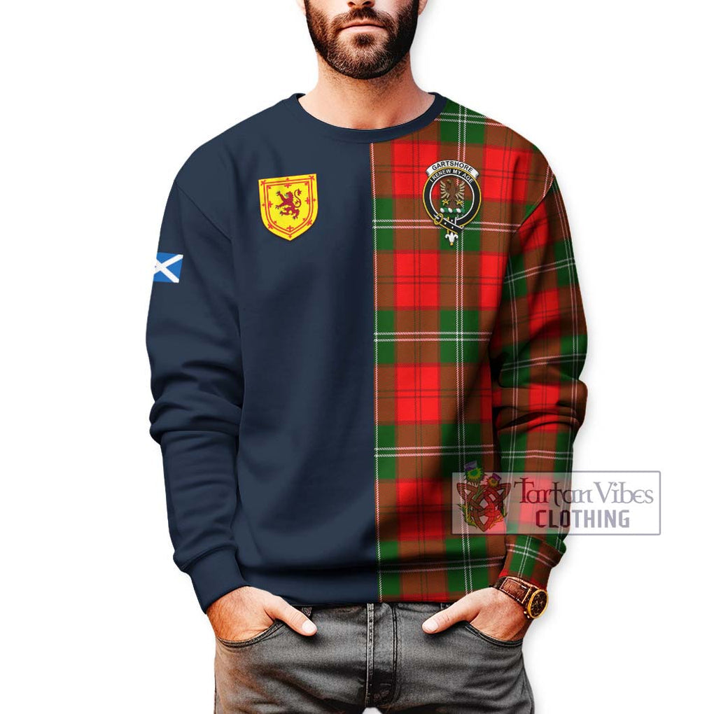 Gartshore Tartan Sweatshirt Alba with Scottish Lion Royal Arm Half Style - Tartan Vibes Clothing