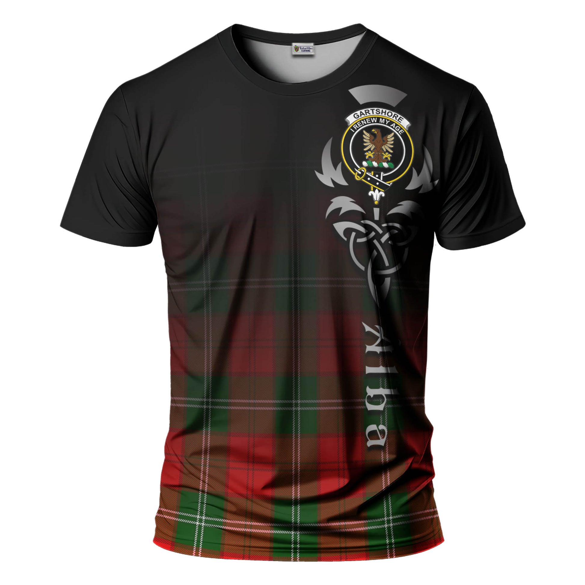 Tartan Vibes Clothing Gartshore Tartan T-Shirt Featuring Alba Gu Brath Family Crest Celtic Inspired
