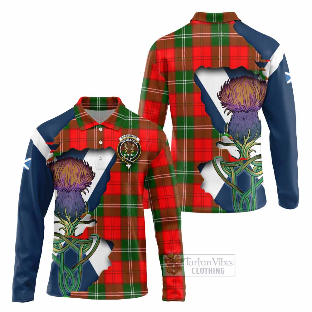 Gartshore Tartan Family Crest Long Sleeve Polo Shirt Scottish Thistle Celtic Inspired - Tartan Vibes Clothing