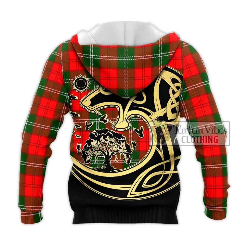 Gartshore Tartan Knitted Hoodie with Family Crest Celtic Wolf Style - Tartan Vibes Clothing